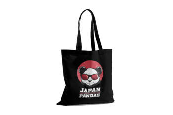 Japonia panda - czarna torba bawełniana z nadrukiem
