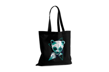 Neon panda - czarna torba bawełniana z nadrukiem