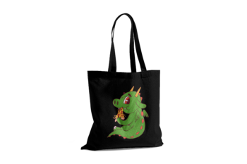 Smok dragon dinozaur - czarna torba bawełniana z nadrukiem
