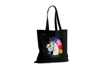 Jednorożec punk unicorn - czarna torba bawełniana z nadrukiem