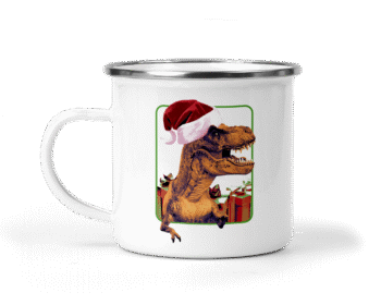 Świąteczny kubek metalowy dino czapka